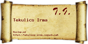 Tekulics Irma névjegykártya