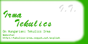 irma tekulics business card